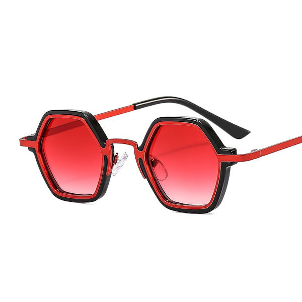 Små polygonale solbriller Punk Shades SORT-RØD SORT-RØD Black-Red