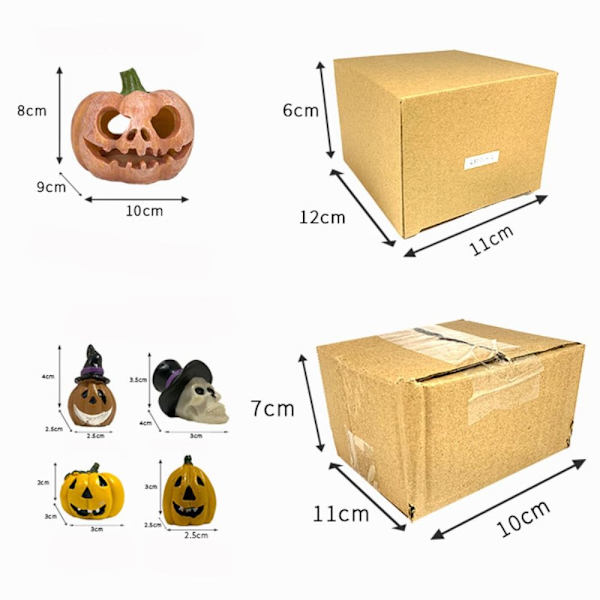 Halloween-gresskarfigur miniatyrgresskar 3 3 3