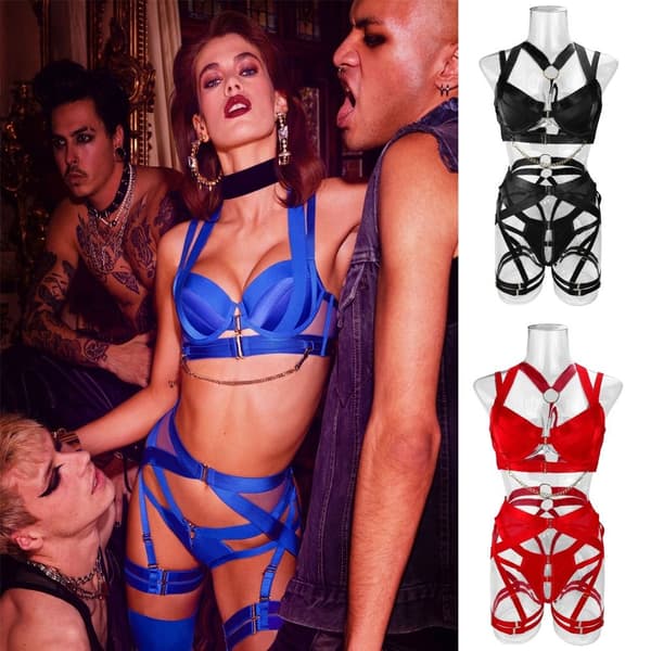 Lingerisæt Strappy Lingeri SORT S Black S