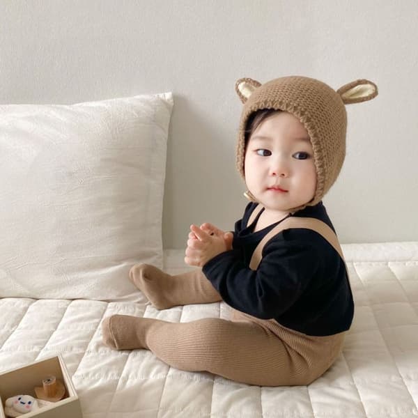 Baby Stickad Barnmössa BRUN brown