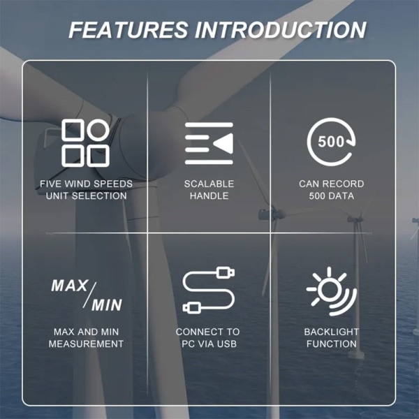Håndholdt vindmåler Luftstrømshastighedsmåler Vindhastighedsmålere