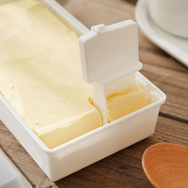 2 stk Solid Butter Oppbevaringsboks Butter Cutting Slicer