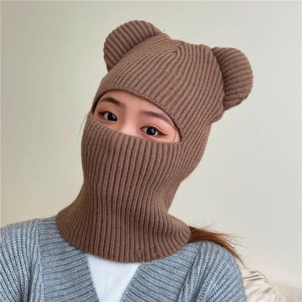 Halsduk Set Hooded Women's Balaclava COFFEE coffee