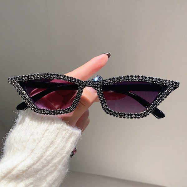 Cat Eye Aurinkolasit Glitter Aurinkolasit MUSTA-HARMAA MUSTA-HARMAA Black-Gray