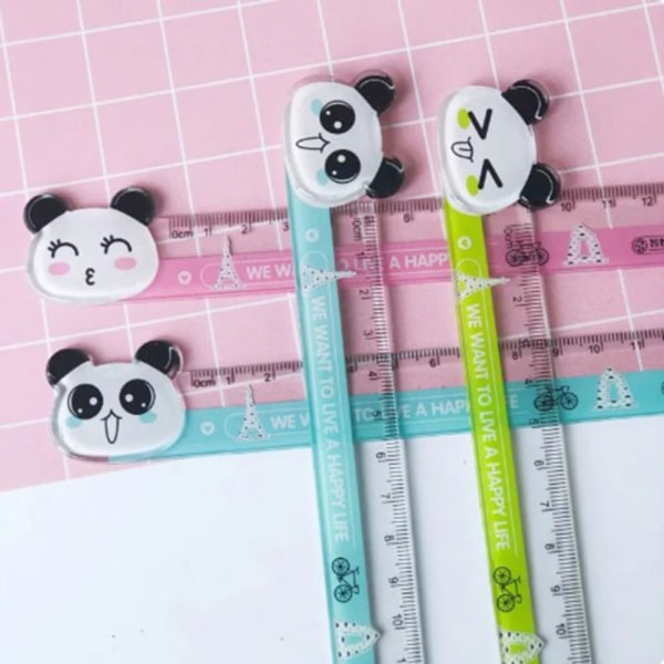 Panda rett linjal Mål Studie Tegning Skrivesaker PANDA Panda Color Random