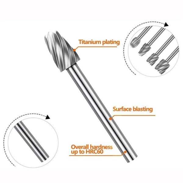 Drill Bits Kit Rotary Burr Tool GULL 10 STK gold 10pcs