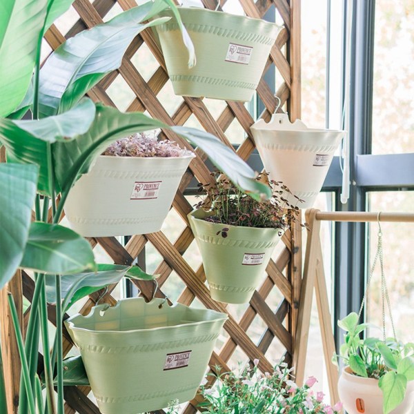 Hängande planteringskruka Väggmonterad blomkruka beige