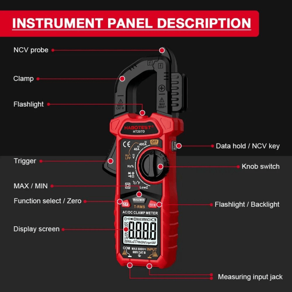 Digitalt klemmemåler Smart multimeter HT207D HT207D HT207D