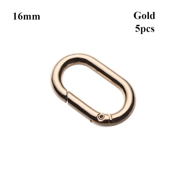 5stk Fjær Ovale Ringer Veske Beltespenner GULL 16MM Gold 16mm