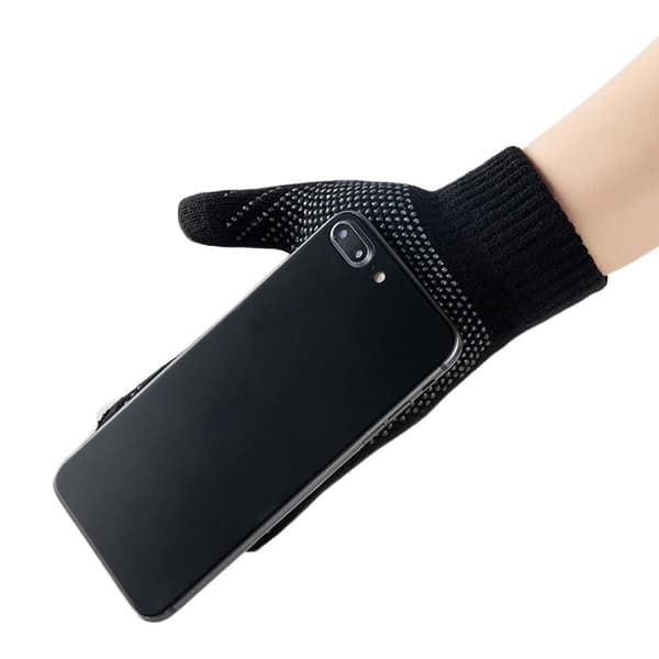 Stickade handskar Pekskärmsvante MÖRKBLÅ Dark blue