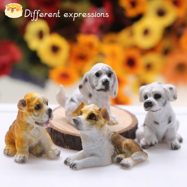4 STK Harpiks Hundefigurer Mini Hunde Model 4 STK D 4 STK D 4PCS D