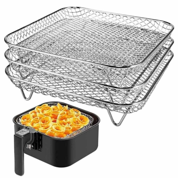 Luftfrityrkurv Stativ Tre Lag Stabelbare Dehydrator Stativ Rustfritt Stål
