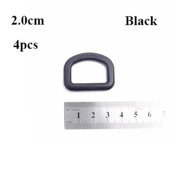 4 stk Bæltekroge Webbing Spænder SORT 2.0CMSTYLE 1 STIL 1 Black 2.0cmStyle 1-Style 1