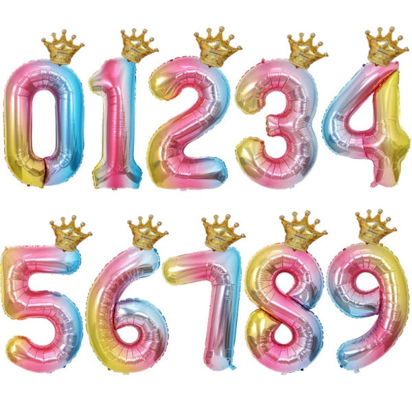 3 kpl Numeroilmapallot Mini Crown Balloon 3 3 3