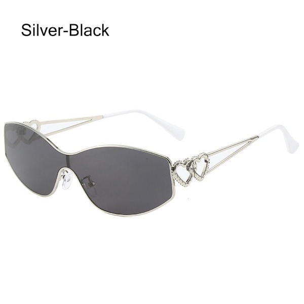 Futuristiska sportsolglasögon lindade solglasögon Silver-Black