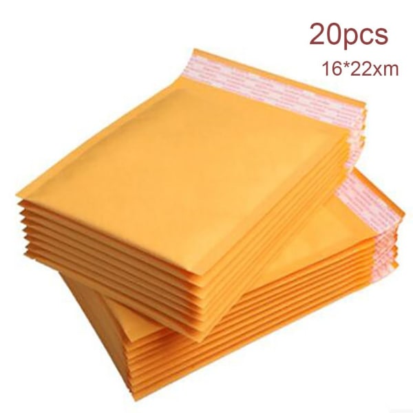 20 stk Kraft papir konvolutter Bubble Mailer konvolutter 16X22CM 16x22cm  1f56 | 16x22cm | Fyndiq