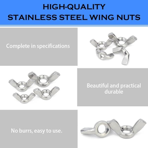 100 STK vingemøtrikker Assorted Kit Fasteners Dele
