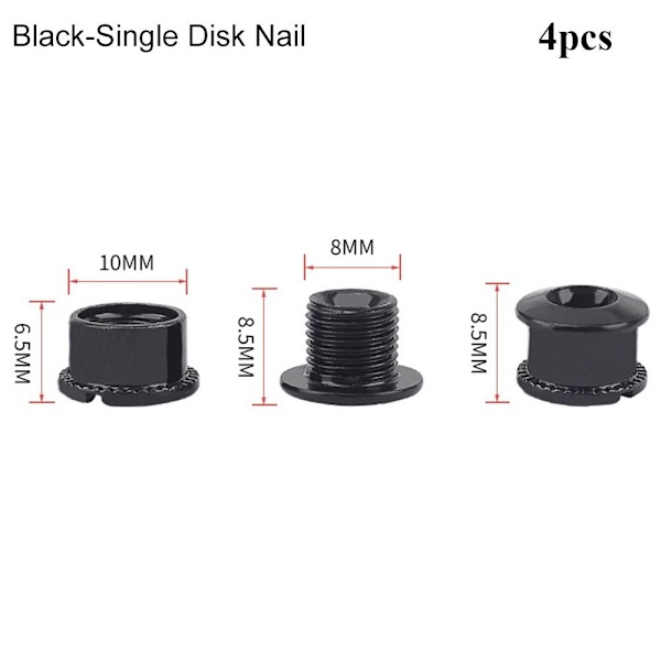 4 kpl Ketjupyörän ruuvit Ketjurenkaan pyörän pultti MUSTA YKSI LEVY Black Single Disk Nail-Single Disk Nail
