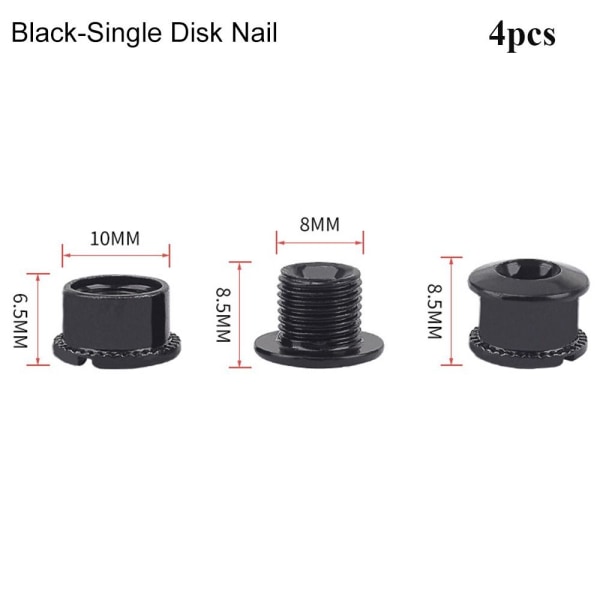 4stk Kjedehjulskruer Kjedekrans Hjulbolt SVART ENKELSKIVE Black Single Disk Nail-Single Disk Nail