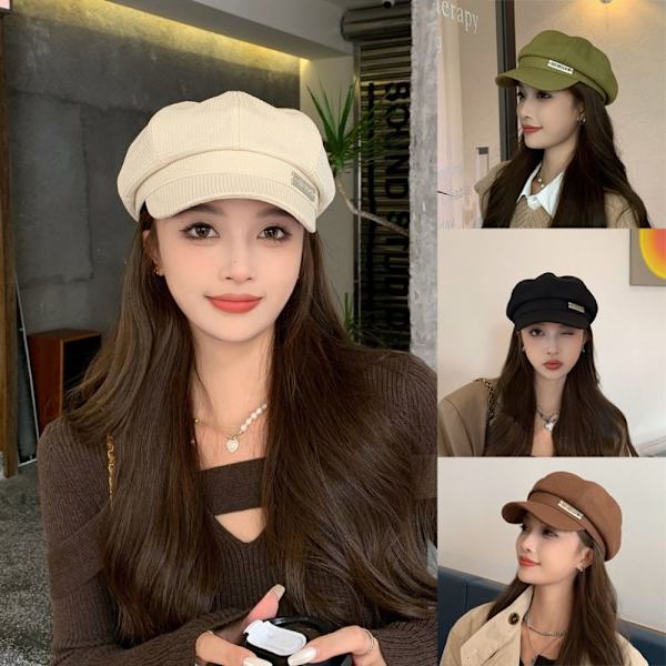 Vinter Berets Octagon Hat HVIT White