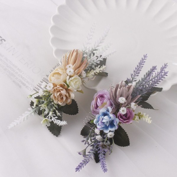 Flower Hair Comb Bridal Tiara PURPLE purple