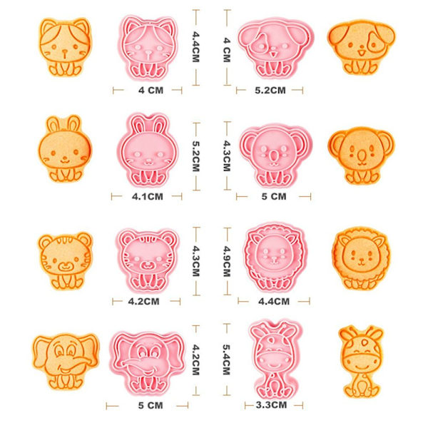 8 stk/sæt Kikseform 3D Cookie Cutter Bageform