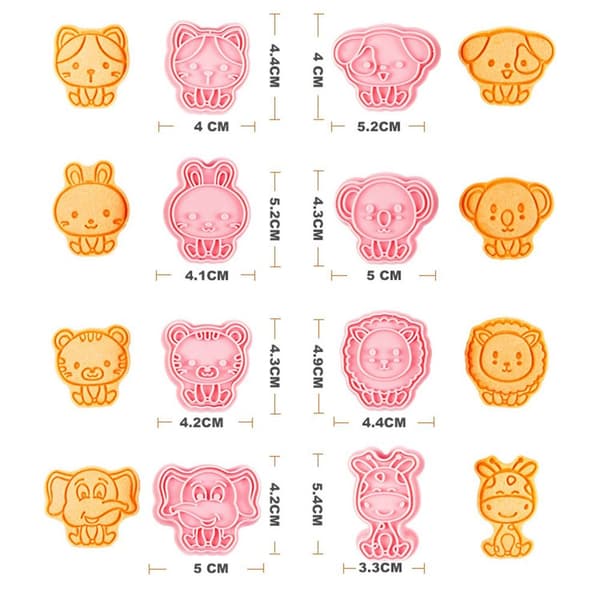 8 stk/sett Kjeksform 3D Cookie Cutter Bakeform