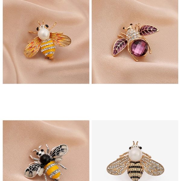 3 stk Pearl Bee Corsage Krystallbrosje C C C