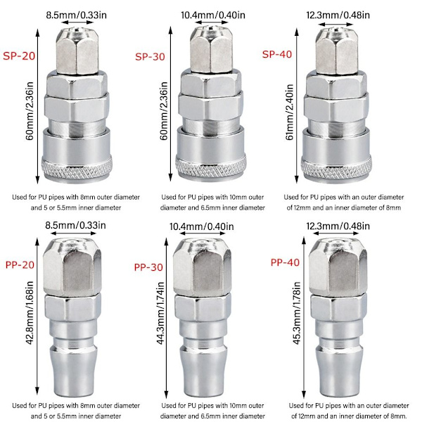 Pneumaattiset liittimet Ilmakompressoriletkun pikaliitin PP-30 PP-30 PP-30