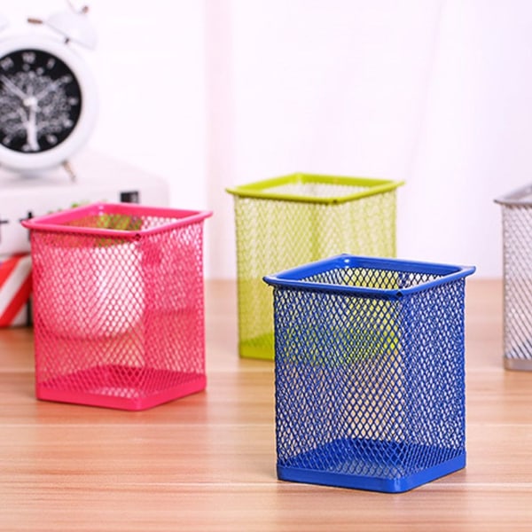 Mesh Pen Pot Penneholder RØD KVADRAT FIRKANT Red Square-Square