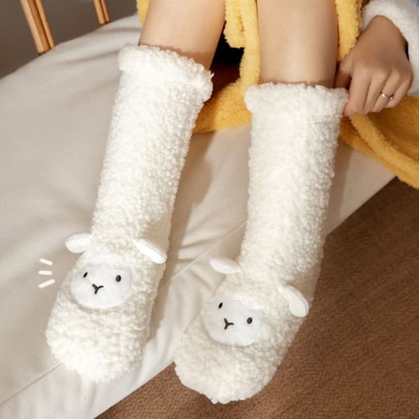 Socktofflor Tecknad Golvstrumpor VIT White