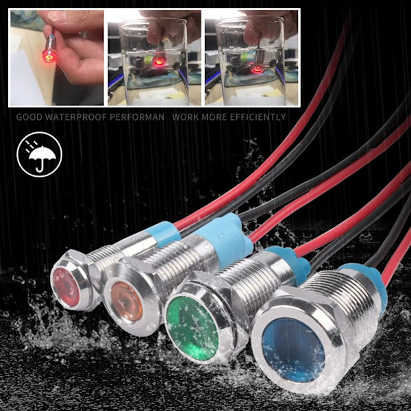 LED Indikator Pilot Lys Signal Lampe RØD 10MM 10MM red 10mm-10mm
