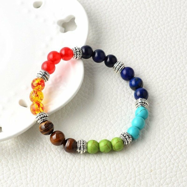 Crystal Gemstone Armbånd 7 Chakra Bead Bangle Stone Beaded