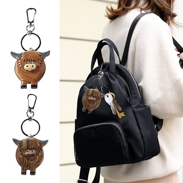 Highland Cow Nøglering Bilnøglespænde MØRKEBRUN Dark Brown