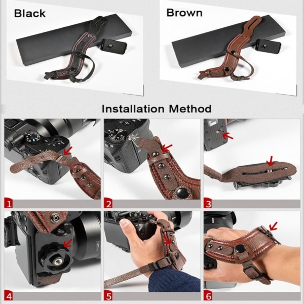 Kamera Handledsrem Handgreppsbälte BRUNT brown