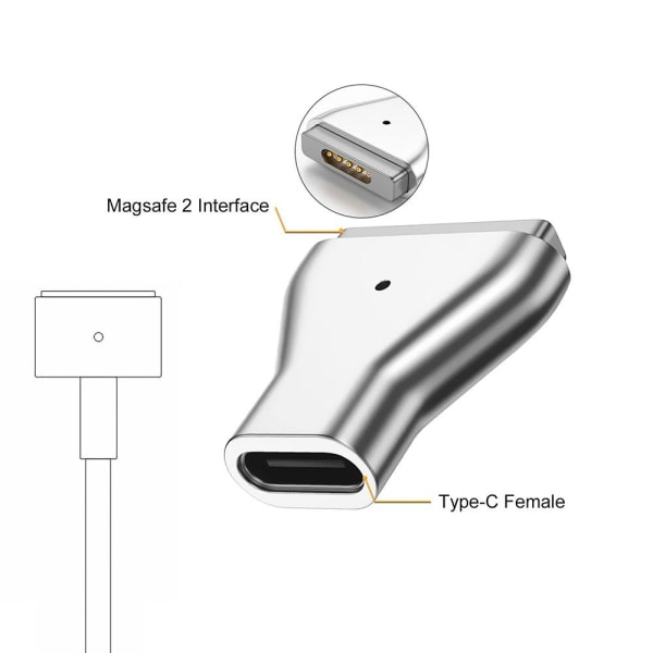 USB C Adapter Type C til Magsafe 2 Plugg Converter