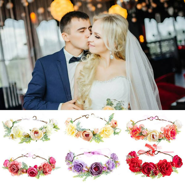 Flower Pannband Bohemian Flowers Wreath RÖD Red