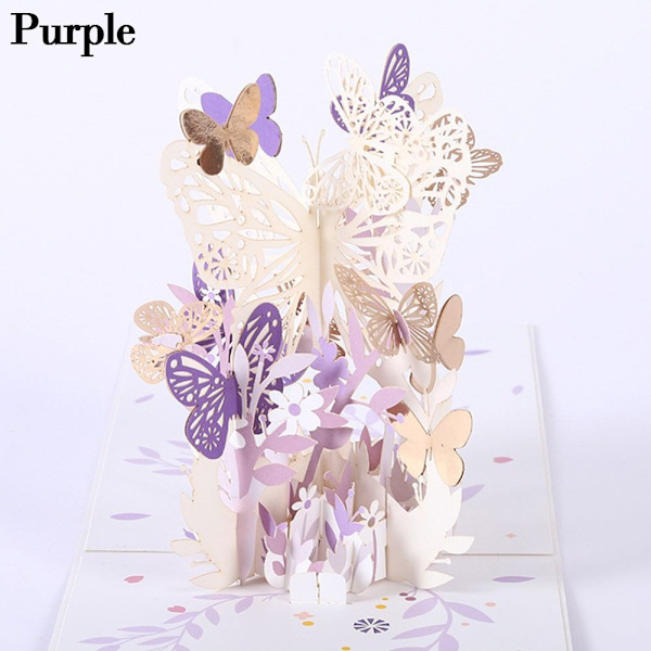 3D pop-up bukett papper blommor LILA LILA Purple