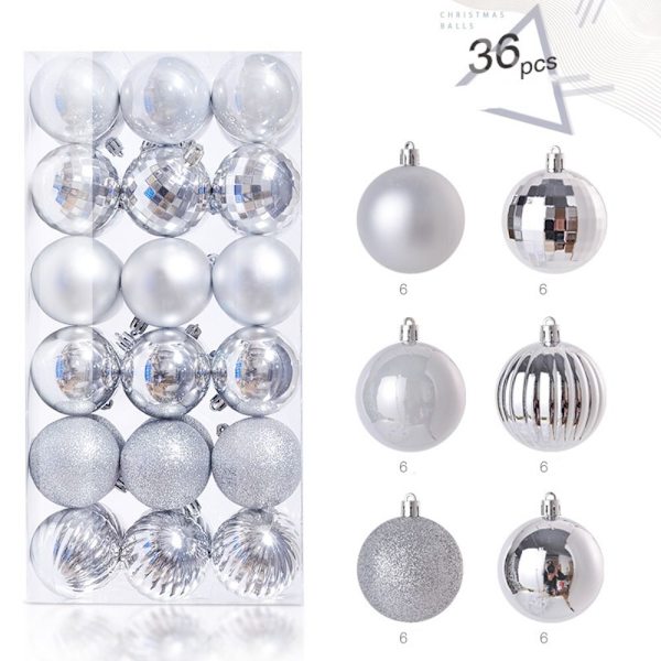 36 kpl Christmas Ball Ornaments Set Christmas Tree Riipus HOPEAA Silver