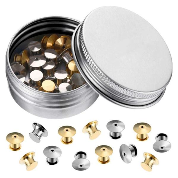 30 STK Badge Spænde Broche Tryklås SORT black