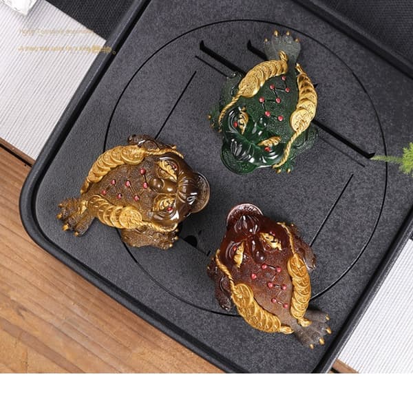 Golden Toad Tea Pet Color Changing Tea Pet GRØNN Green