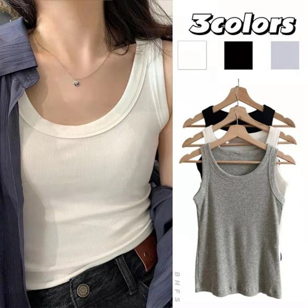 Dame Camisole Slim Tank Top HVIT white