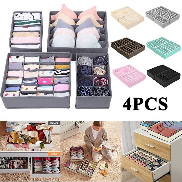 4 kpl laatikon organizer säilytyslaatikko TUMMANHARMAA Dark Grey