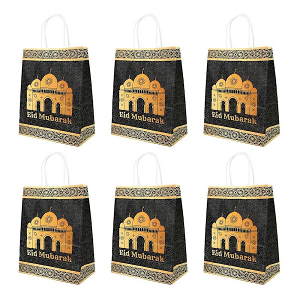 6 st Eid Mubarak Papperspåsar Presentaskar STYLE 5