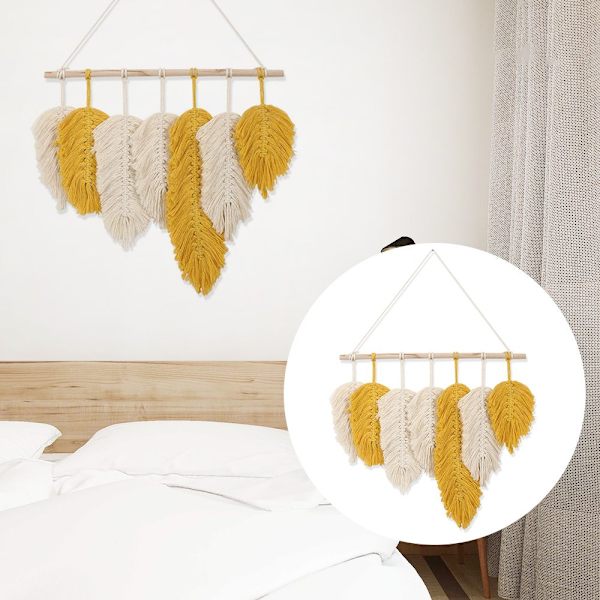 Macrame Vägghängande Fjäder Bomull Drömfångare