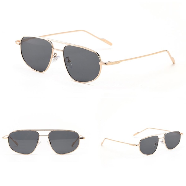 Retro solglasögon för kvinnor Irregular Square Frame GOLD-TEA Gold-Tea