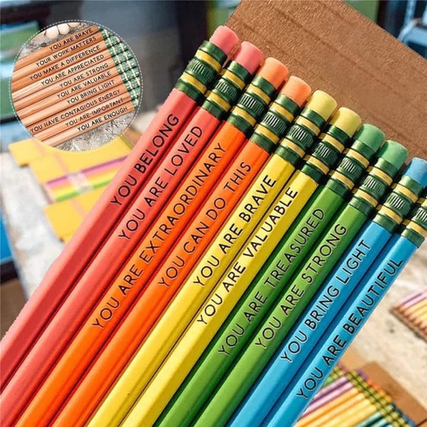 10 kpl Affirmation Set Opiskelijoiden inspiroivat lyijykynät multicolor