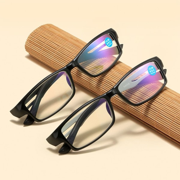 Anti-Blue Light lukulasit Neliönmuotoiset silmälasit MUSTA Black Strength 200