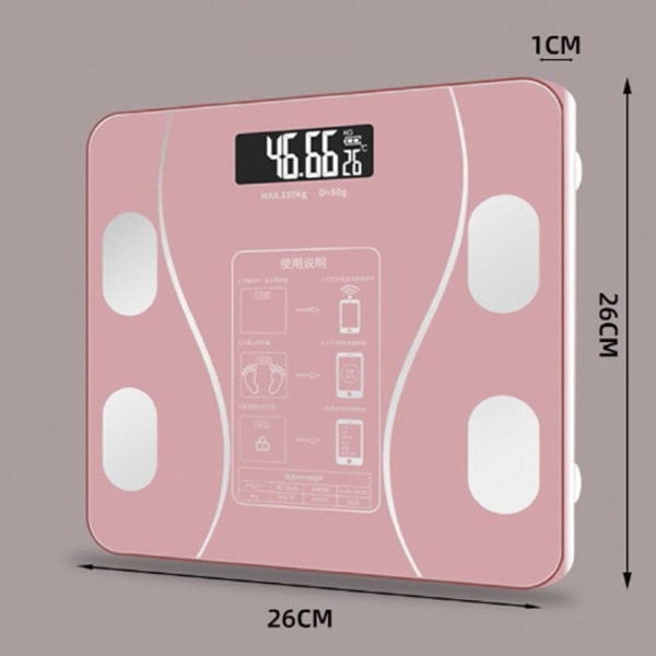 Digital badeværelsesvægt Kropsfedt BMI-skærm PINK Pink