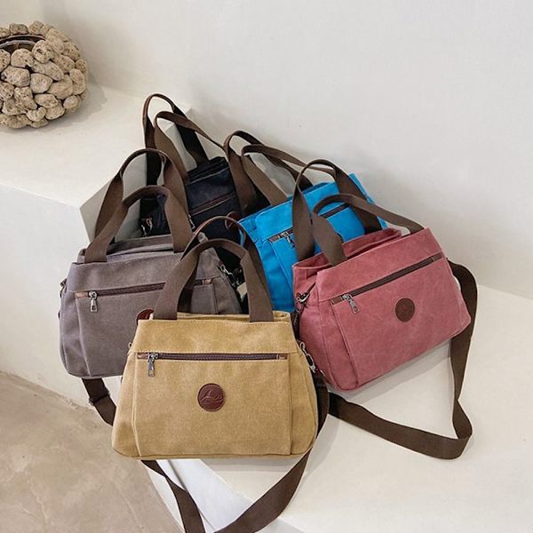 Lærredstaske Messenger Bag BLÅ blue